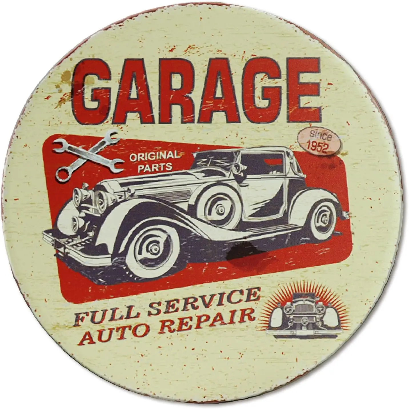 Fun Garage Decor Vintage Metal Tin Sign Car Shop Gas Station Garage Bar Man Cave Wall Decoration Round Old Style Posters Sign 12