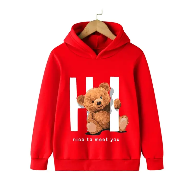 Autumn Winter Children Hoodies Kawaii Hi Teddy Bear Print Girls Boys Baby Clothes Casual Fashion Kids Sweatshirt Pullovers Tops - Image 6