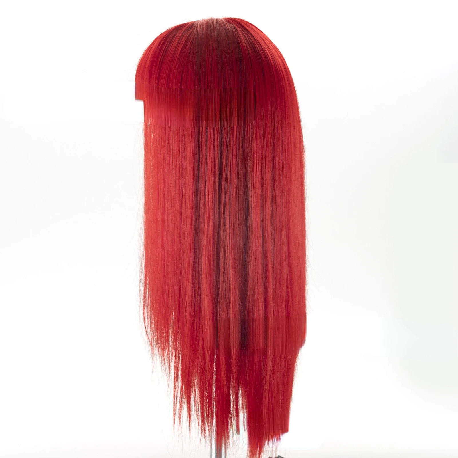 Wigs foreign trade cross-border wigs burgundy with bangs long straight hair chemical fiber wig head cover wigs