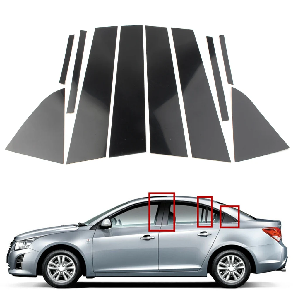 

10Pcs Gloss Black Car Pillar Posts Door Piano Decoration Cover Trim Sticker For Chevrolet Cruze 2011 2012 2013 2014 2015