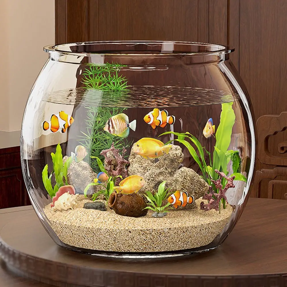 

Ultra Clear Round Fish Bowl Plastic Household Desktop Fish Tank Decorative Shatterproof Fish Viewing Tank Desktop Decoration