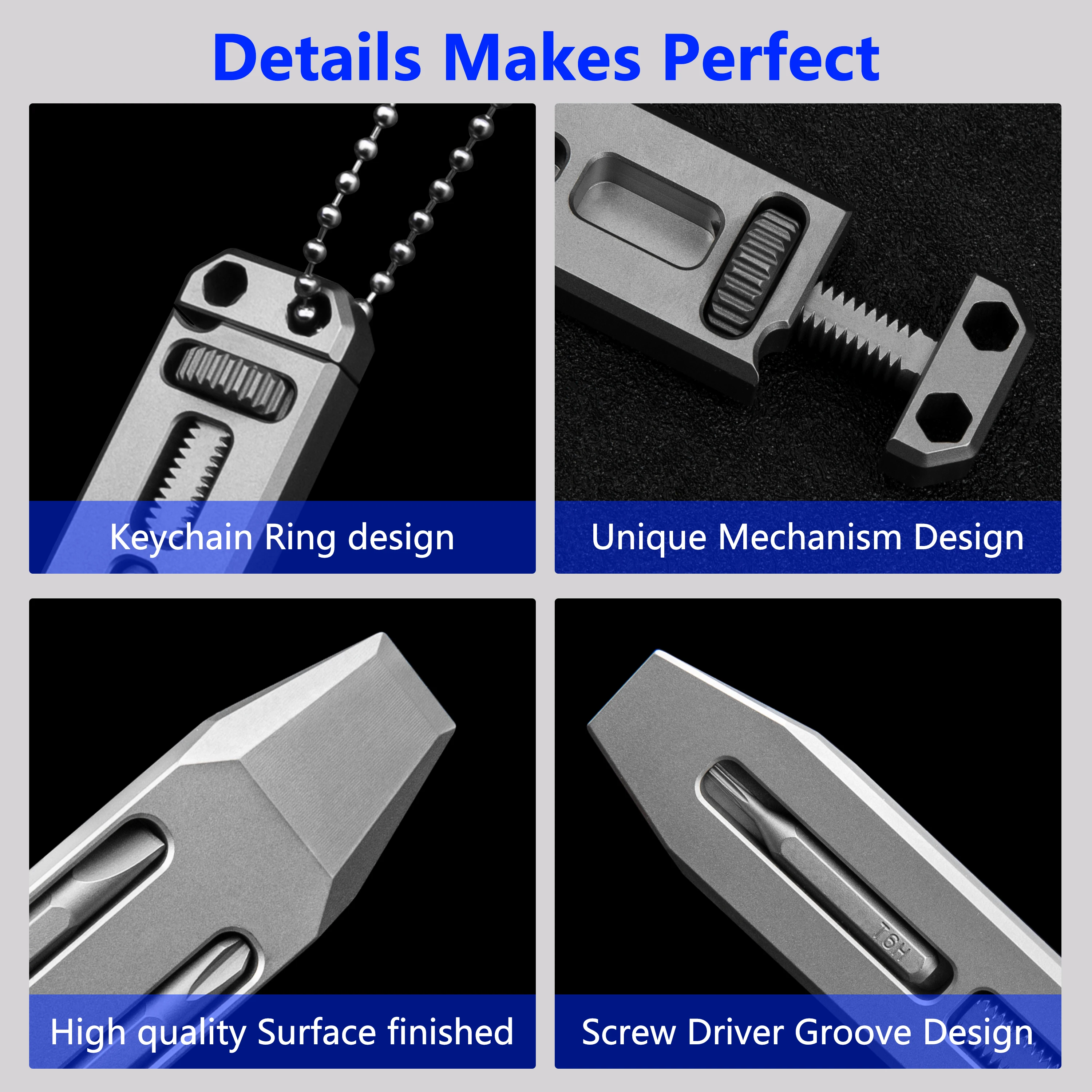 Titanium Alloy Mini EDC Wrench Multifunctional Pry Bar Bottle Opener Portable Keychain Pocket Tool  Accessory Screwdriver