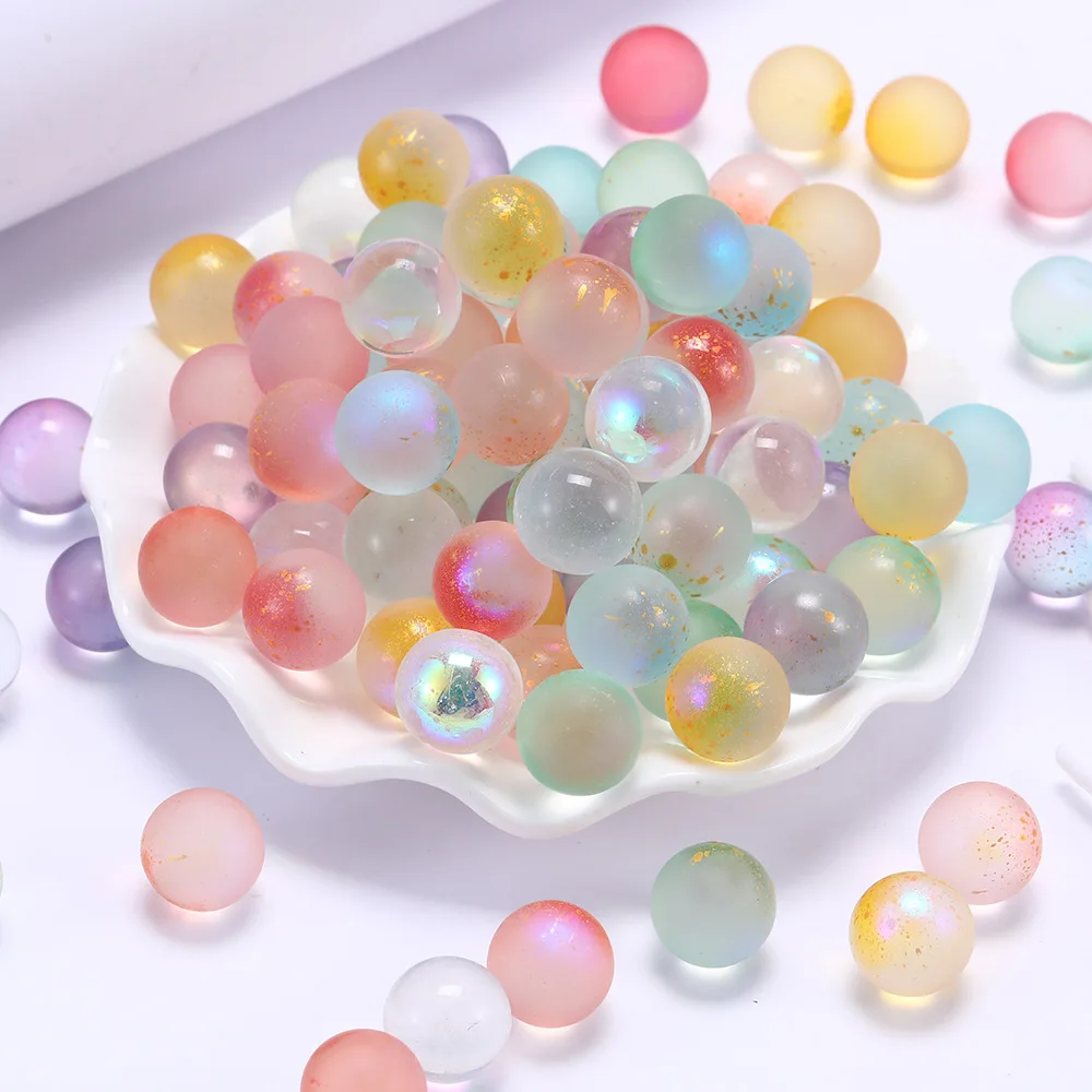 5-100Pcs 14mm Glass Balls Dreamy Gold-frosted Crystal Balls Fish Tanks Home Decoration DIY  Children's Toys Aquarium Ornaments