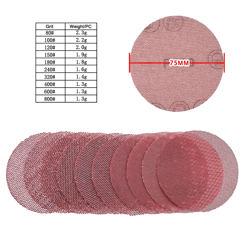 10/50PCS  2/3/4 Inch Mesh Hook Loop Sanding Discs 80#-800# Abrasive Sandpaper for Orbital Sander Wood Auto Body Metal Polishing