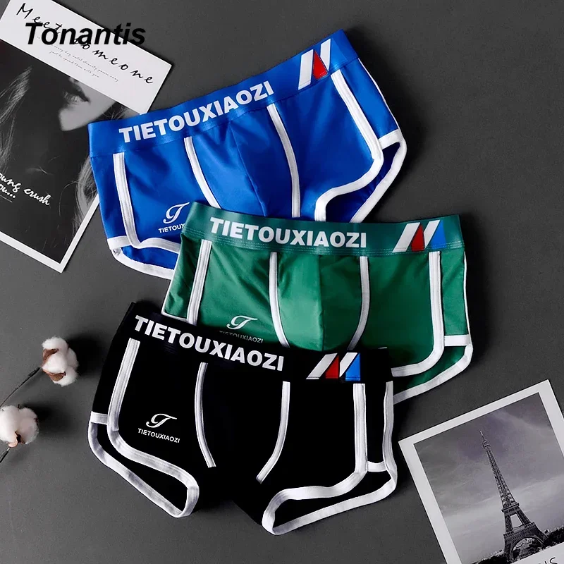 3Pcs/Set Korean Men\'s Panties Cotton Man Boxer Personality Low-waisted Men Underpants Youth Fashion Breathable Underwear M-XXXL