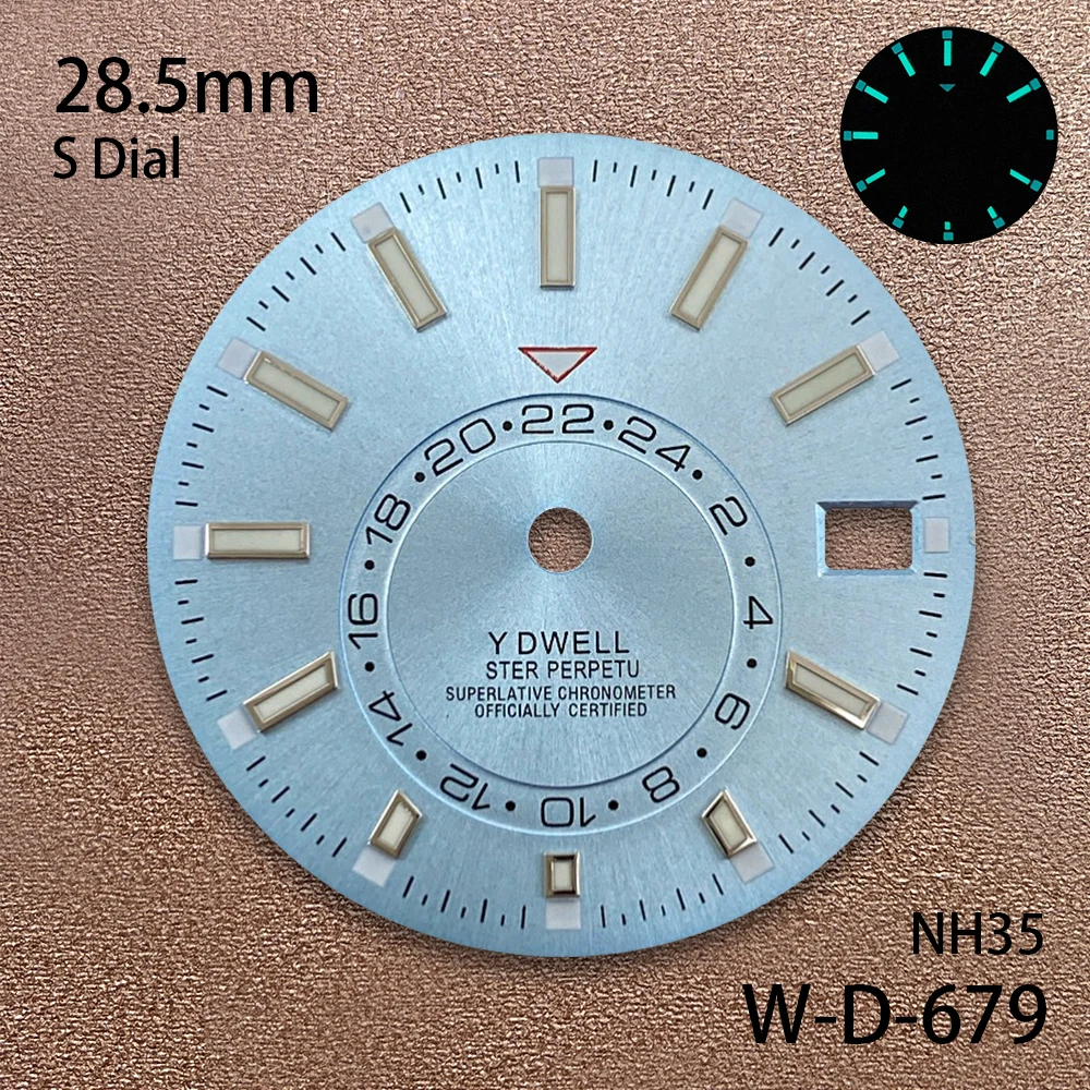 28.5mm S Logo Sunray Dial Suitable For NH35/36 Automatic Movement Green Luminous High-Quality Watch Modification Accessories