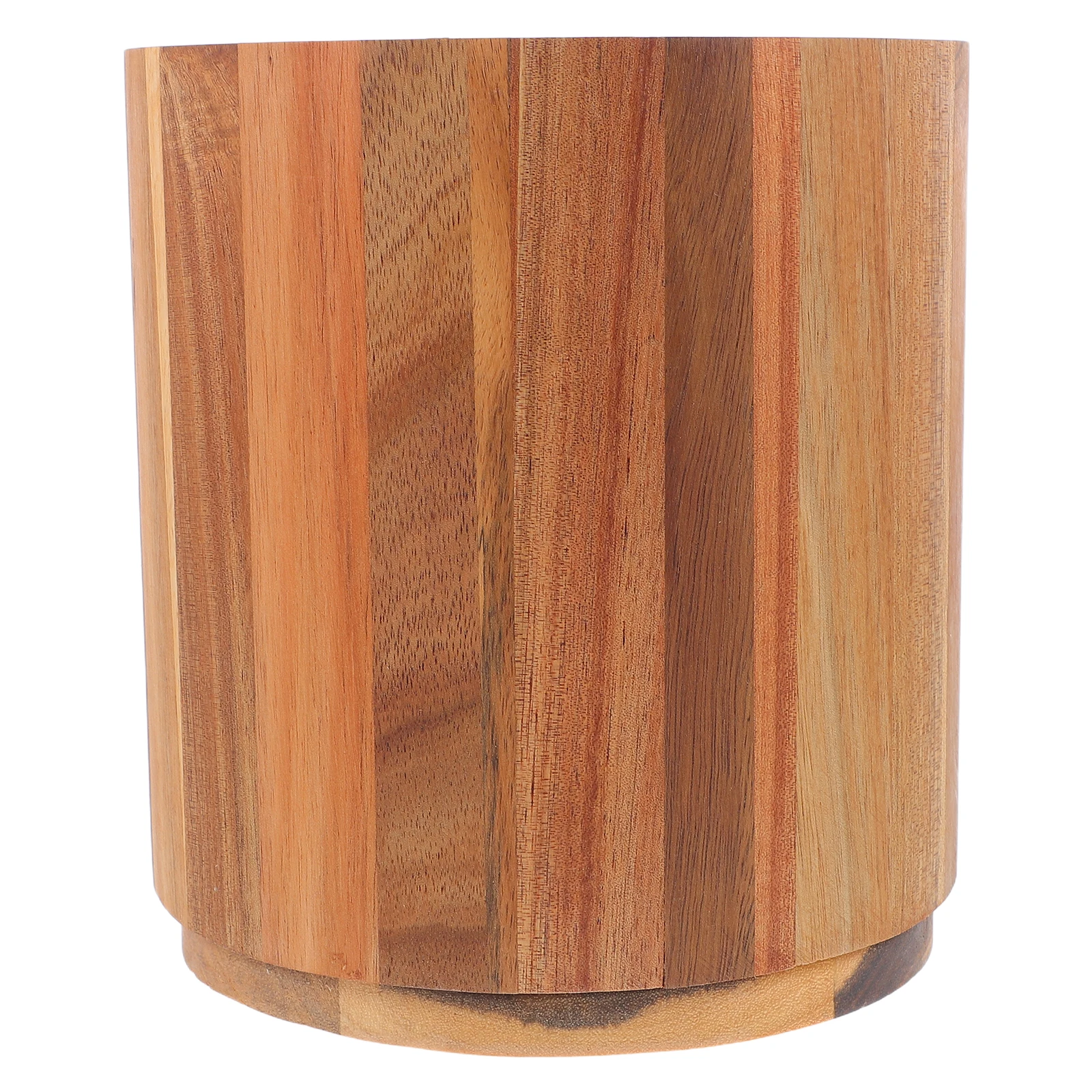 

Large Capacity Utensil Round Cutlery Holder Wooden Rotating Base Cooking Tools Elegant Countertop Storage Container For Utensils