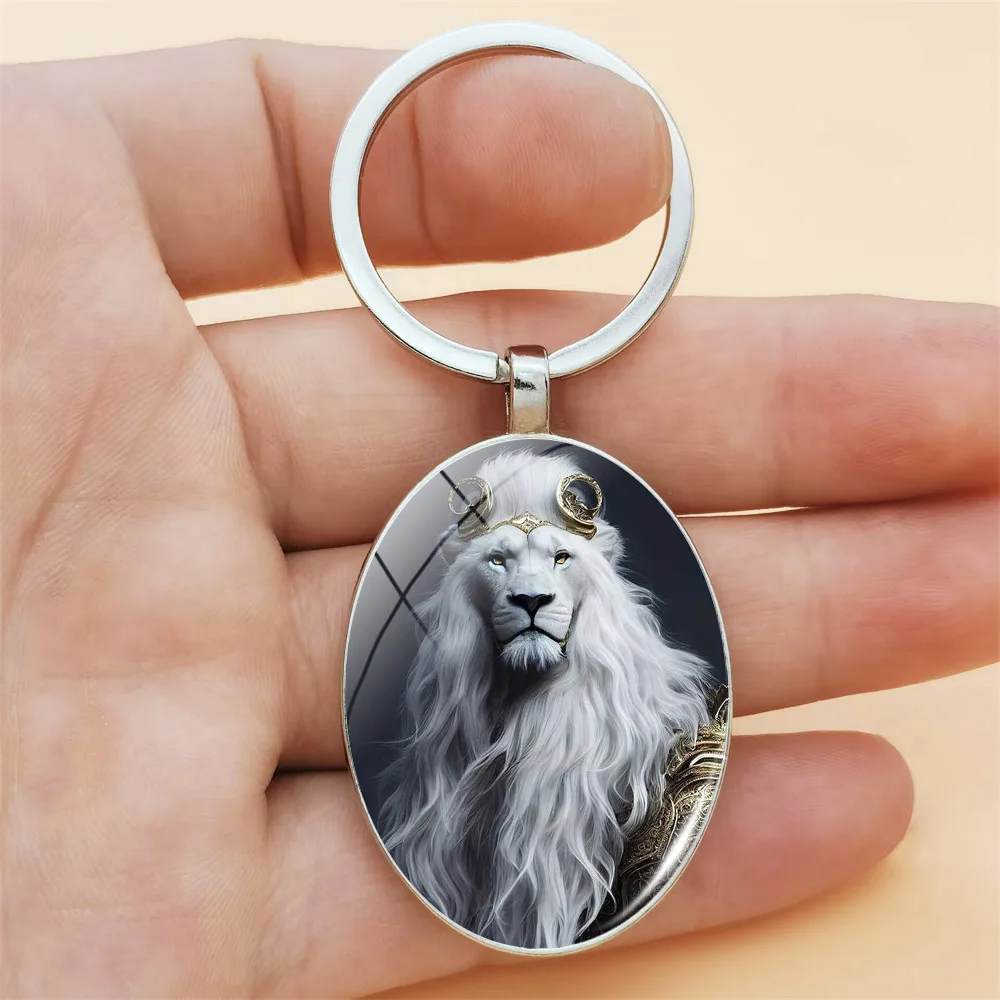 1PC Lion King Keychain Elliptical Decorative Pendant Charm Punk Car Backpack Accessories Fashion Jewelry Gifts