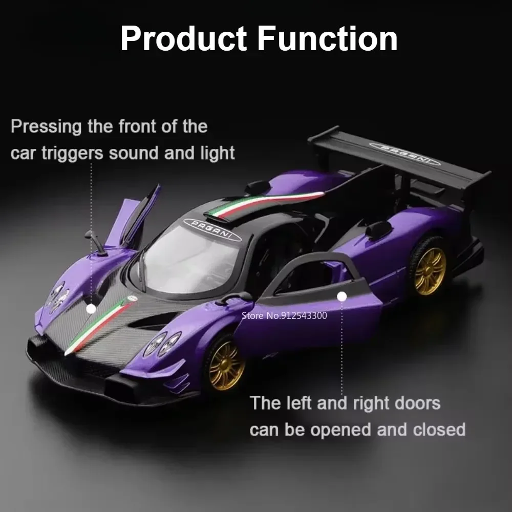 1/31 Pagani Zonda Revolucion Alloy Sports Car Model Toy Metal Diecast Scale Vehicles Models Sound Light Collection Toys for Boys