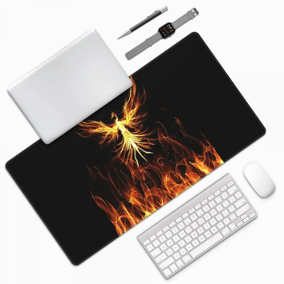 Majestic Phoenix Mythical BirdLarge Mouse Pad Computer Keyboard Mouse Mat Gaming PC Laptop Desk MatOffice Accessories Table Mats