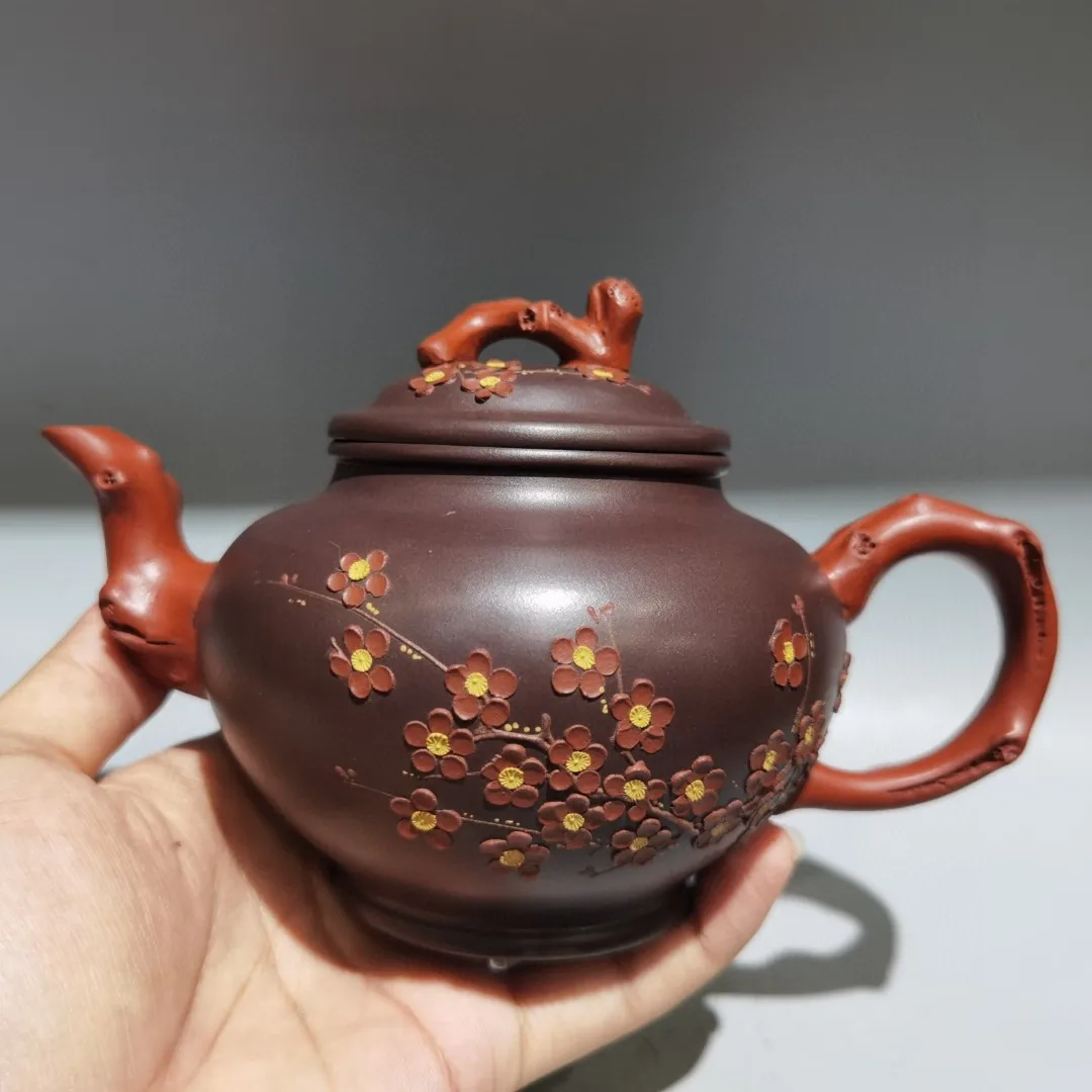 Folk Yixing Purple Clay Teapot Plum Blossom Spring Pot teapot kettle tea ceremony  Amass wealth Ornaments