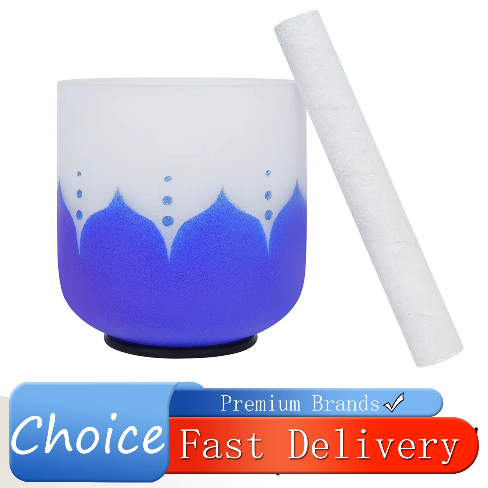 

Музыкальная поющая чаша IRIN 7 дюймов, матовая, из кварцевого хрусталя, с синим резиновым кольцом, в комплекте молоток для перкуссии