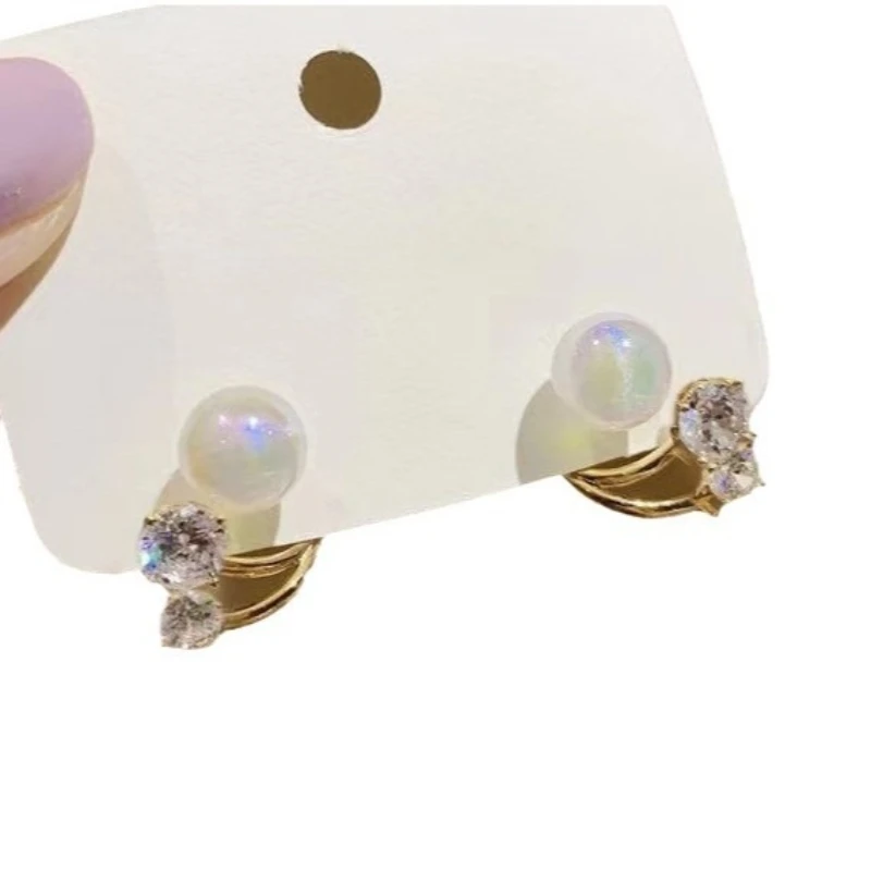 

Korean personalized fashion pearl one two wear new trendy temperament stud earrings zircon commuter earrings
