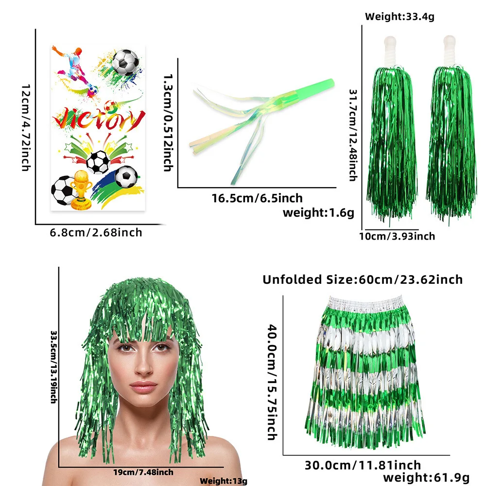 30pcs Wholesale Football Cheerleader Outfit Glasses Tattoos Thread Skirt & Blower Football Match Fan Set Matches Sports Decor 2