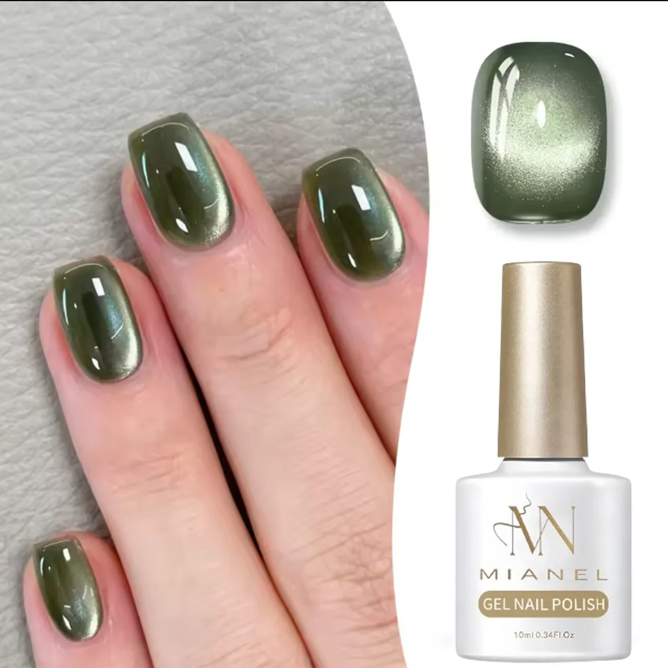 10ML 1-6PCS 2026 New Popular Style Green Glass Bead Cat Eye Gel Nail Polish UV Light Nails Green Nails Nail Art Nail Supplies
