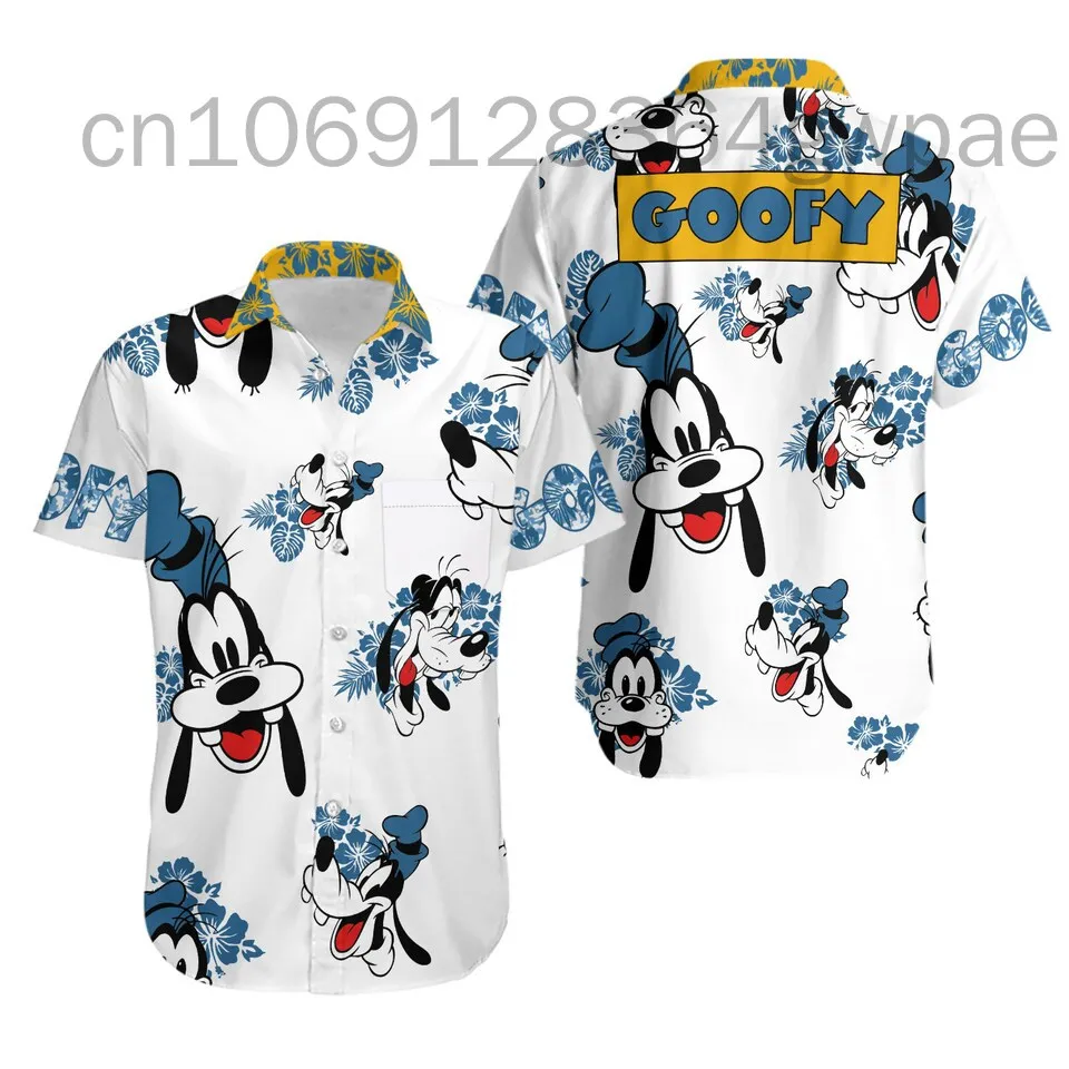 

Goofy Dog Hawaiian Shirt Men Summer Beach Shirt Fashion Disney Hawaiian Shirt Men's Button Down Short Sleeve Kids Beach Shirt