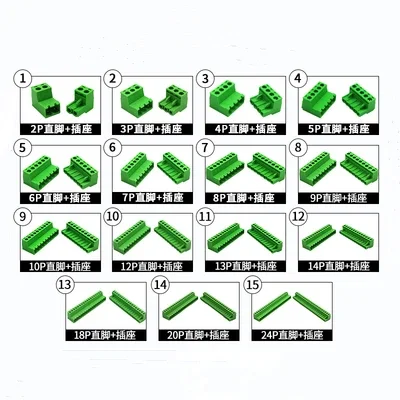 1Sets Solderless Docking type 2EDG 5.08MM Screw Terminal Block Connector PCB Plug-in Type 2EDG Type Green Terminal block