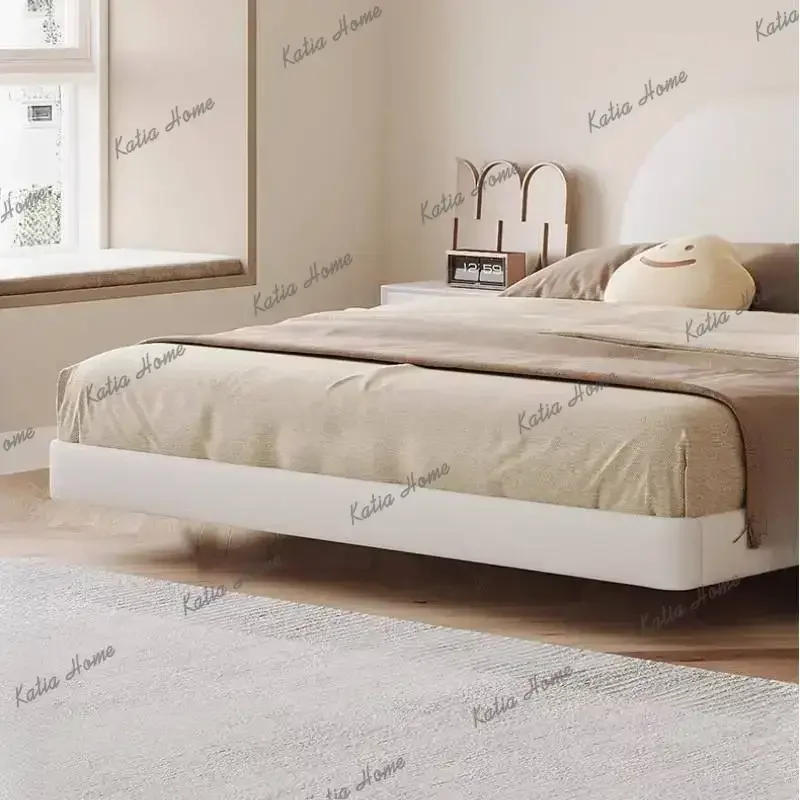Best Sellers Beige Low Price Double Bed Design Modern Unique Japanese Floating Double Bed Wooden Pliable Cama Box Solteiro Home