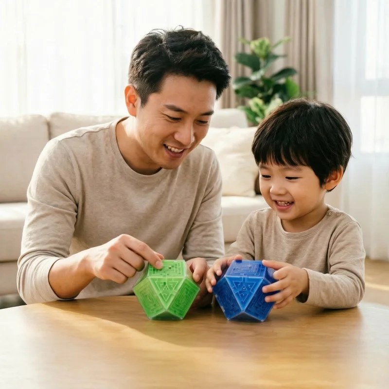 Mini 3D Color Brain Teasing Puzzle Cube Maze Box Bead Magic Intelligent Educational Pocket Fingertip Toy for Kids And Adults