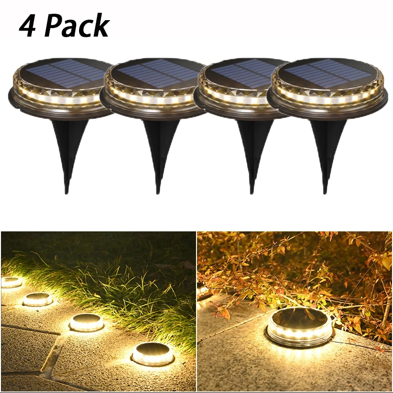 4Pack Solar Ground Light Outdoor Garden 17Led IP65 Waterproof for Ground Garden Lawn Pathway Patio Landscape Decoration