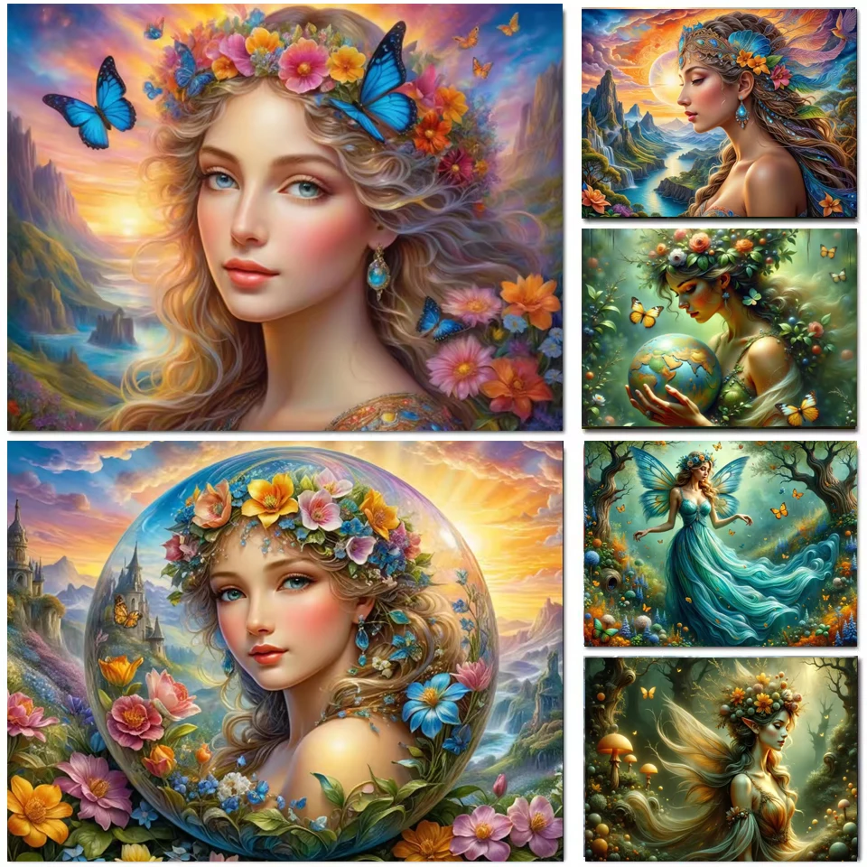 

DIY алмазная живопись, новинка 2026 эльф, фея, цветы, алмазная вышивка крестиком, картины из страз, мозаичный декор для дома