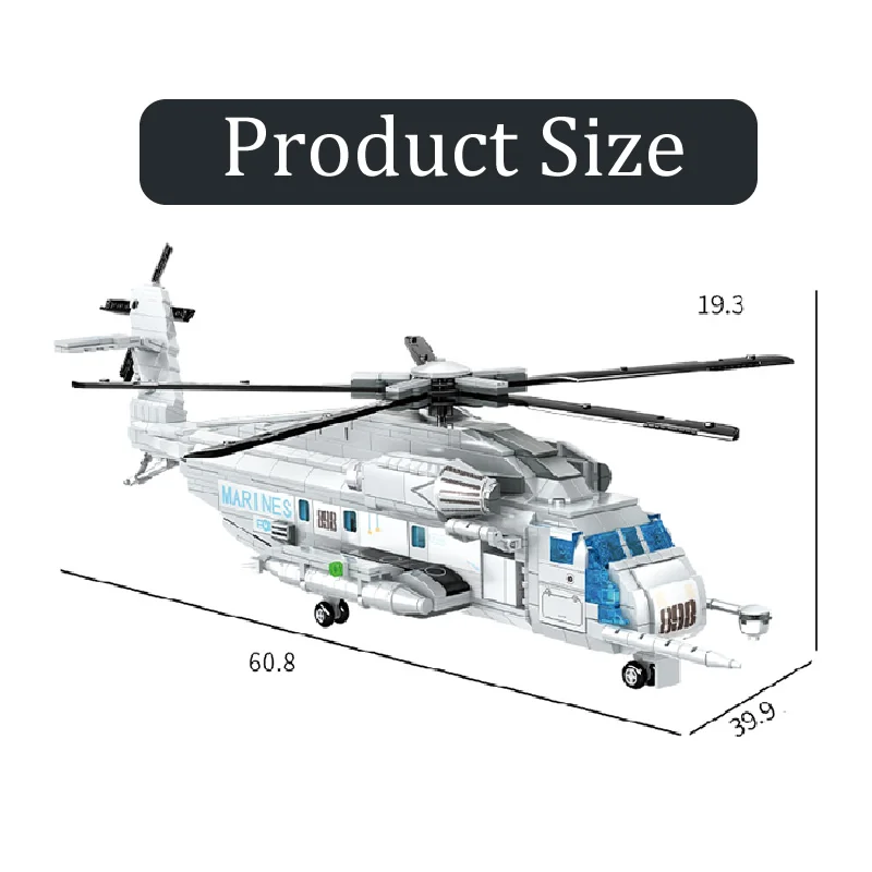 Woma 1242PCS CH-53E Super Stallion Helicopter Building Blocks Military Bricks Educational Toys For Boys Christmas Gift