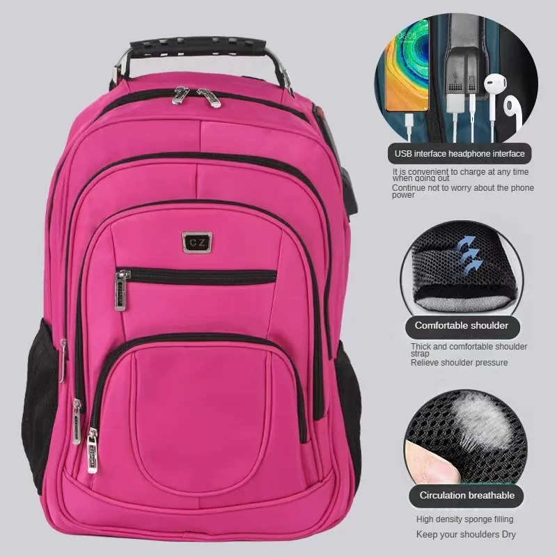 Casual Backpack Computer Bag Large Capacity Multi-Functional Travel Bag Daily Waterproof Fabric School Backpack USB Interface