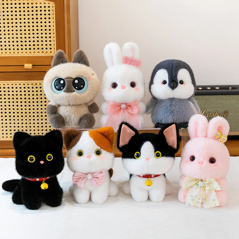 23cm bonito mini dos desenhos animados gato siamês devon rex gatos brinquedo de pelúcia desktop ornam acompanhar boneca macio pelúcia animal coelho para crianças presente