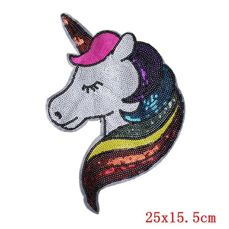 Cartoon Sequins Patch Mermaid Unicorn Wing Embroidered Patches DIY Clothing Sewing Decorate Sequins Embroidery Patch Applique