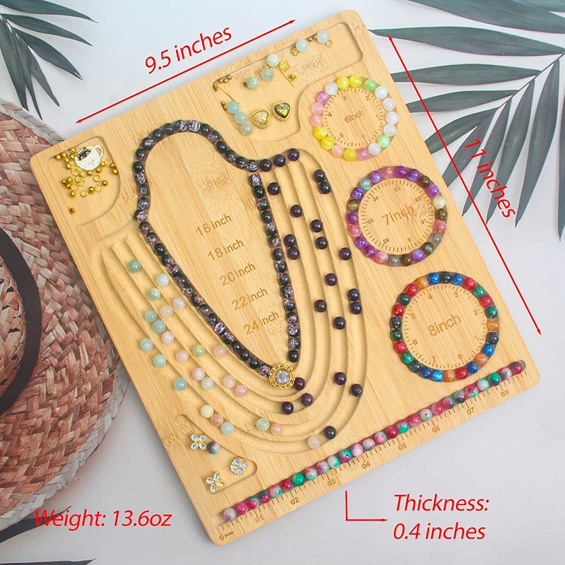 Solid Wood DIY Beading Board, Wooden Jewelry Making Tool for Bracelets, Handmade Crystal Bead Stringing Workbench Display Stand
