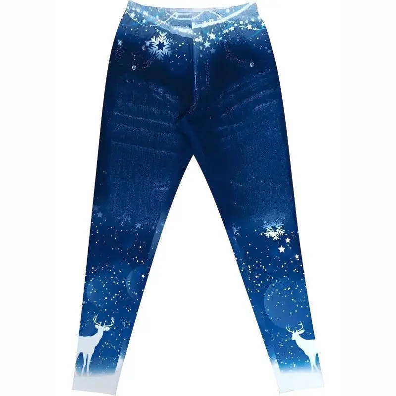 กางเกงยีนส์ขายาวเอวสูงพิมพ์ลายแฟชั่น ผ้ายืดกระชับสัดส่วน ควบคุมหน้าท้อง ผสมโพลีเอสเตอร์ สำหรับผู้หญิง