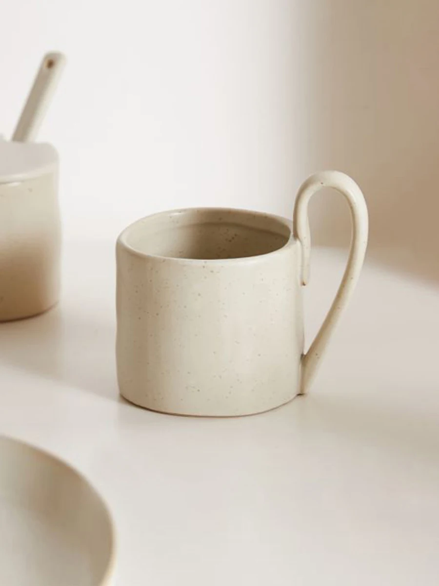 

Ferm Living mat Cerc Coffee Mug with Double Handles Milk Cup Retro Sle ex Single Color Dining Utensils