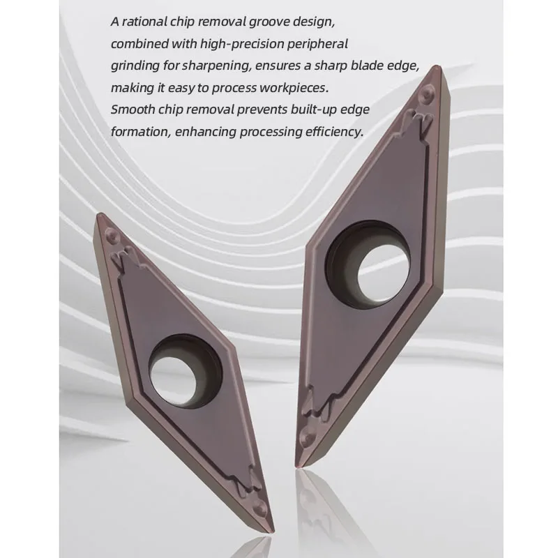 35 °   Insertos de herramientas de torneado de torno Cnc con forma de diamante para metal, acero inoxidable y mecanizado de metales no ferrosos
