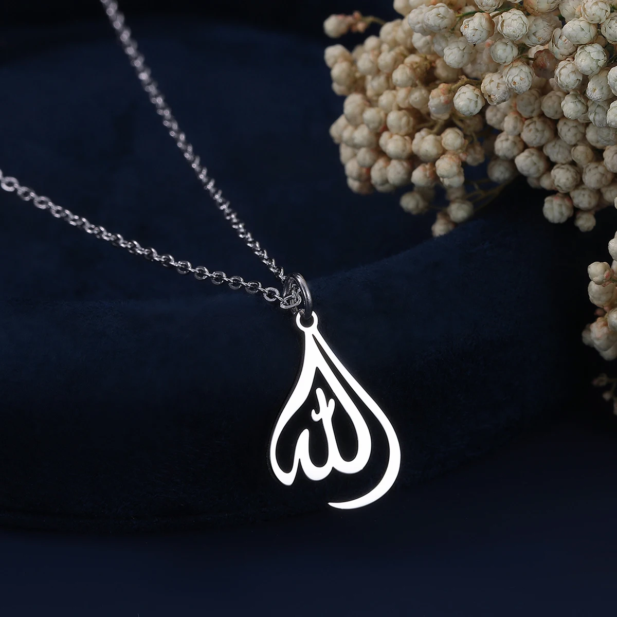 Chandler Stainless Steel Islamic Muslim Chain Pendant Necklace Classic Arabic God Allah Necklaces Jewelry for Women Men