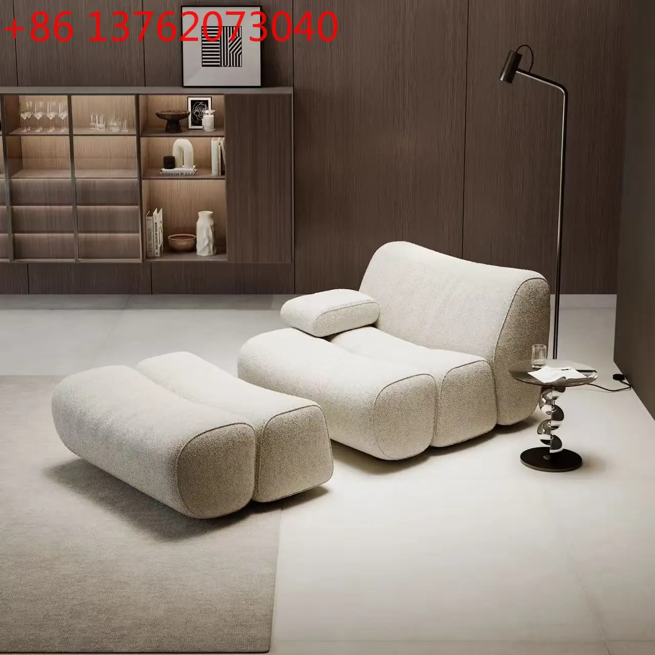 

Italian light luxury designer living room single sofa chair module curved combination sofa