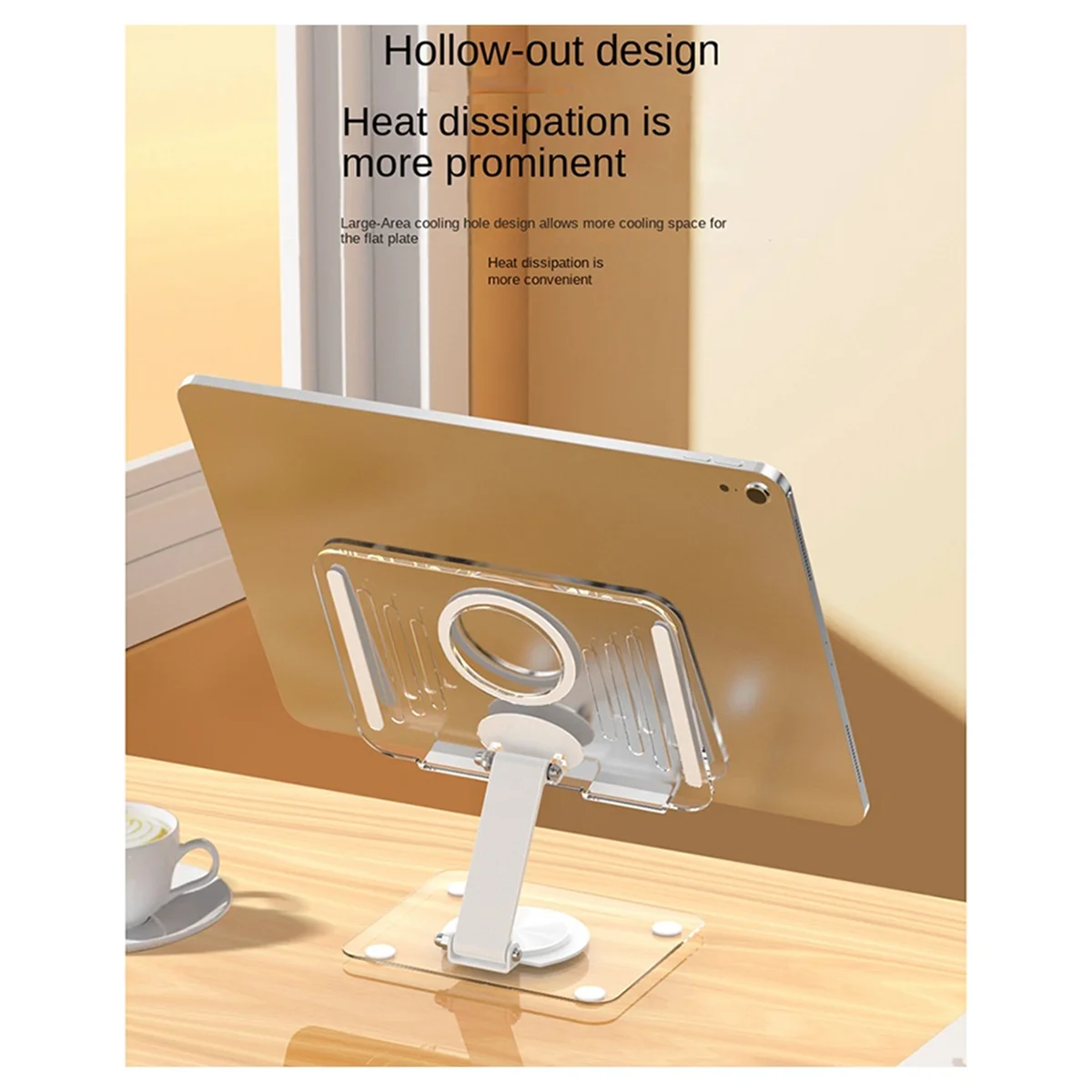 Tablet Stand Folding Adjustable Desk Holder Transparent Acrylic Tablet Bracket Black