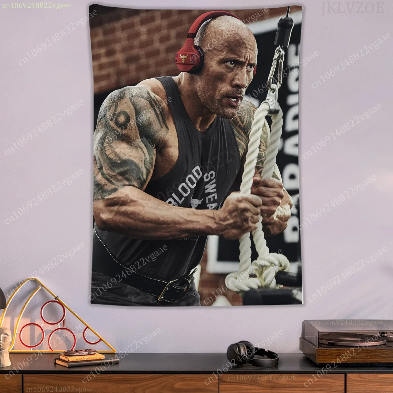 W-WWE The Rock نسيج الملصقات جدار المفروشات لغرفة النوم الديكور الجمالية Tapices العلم المصارعة المشجعين الملاكمة العلم #6