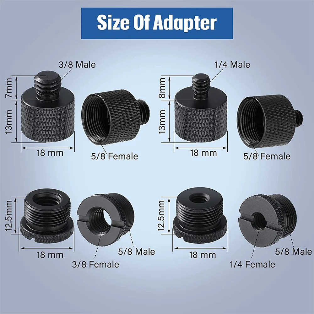 8Pcs Mic Stand Thread Adapter Set,5/8 Female to 3/8 Male and 3/8 Female to 5/8 Male Screw Adapter Thread