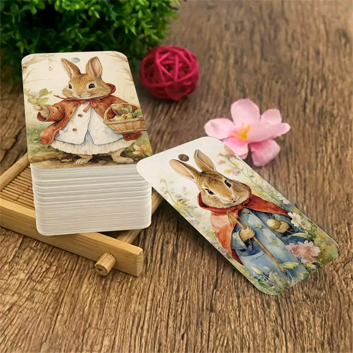 50 Stück lebendige Osterhasen-Geschenkanhänger mit Juteschnur, für Osterkorbdekoration, Frühlingsparty-Geschenke, DIY-Geschenkverpackungsetiketten – Detail 5