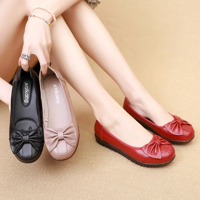 

Spring\Autumn women genuine leather flat shoes woman nurse work shoes newest fashion female casual single shoes free shipping