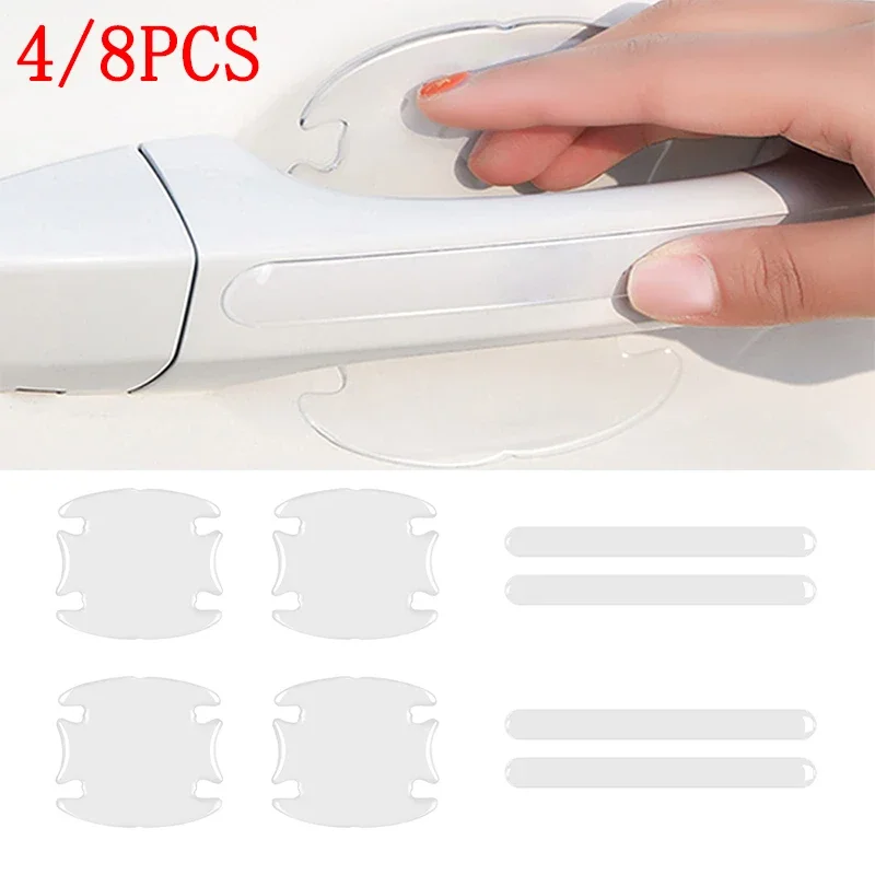 4/8PCS Invisible Transparent Car Door Handle Bowl Scratch Protector Stickers Rearview Mirror Protection Strip Auto Accessories