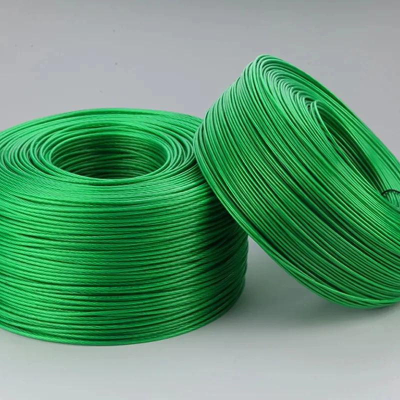 100 metri 2mm 2.5mm filo di acciaio cavo flessibile rivestito in PVC verde per piantare capannone a cremagliera per uva in serra