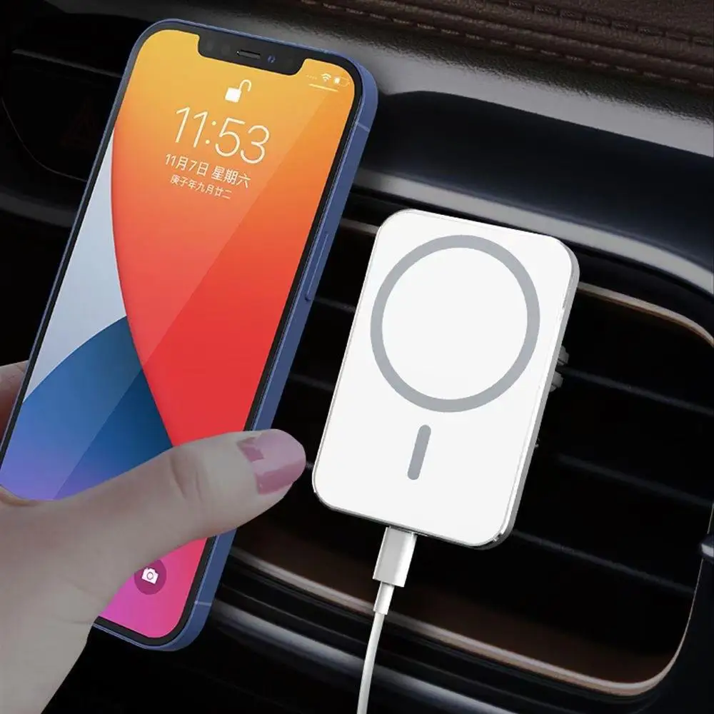 15W Magnetic Car Wireless Charger Car Magnetic Wireless Charging Bracket Aluminum Alloy Case for Apple 12