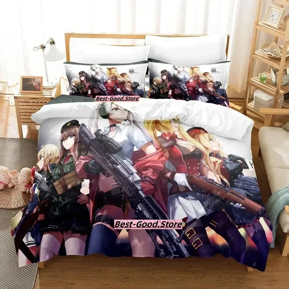 Game Girls Frontline Anime Kawaii Printed Bed Set Duvet Cover Pillowcase Bedding Set Bed Linen Sheet Quilt Cover Queen King Size