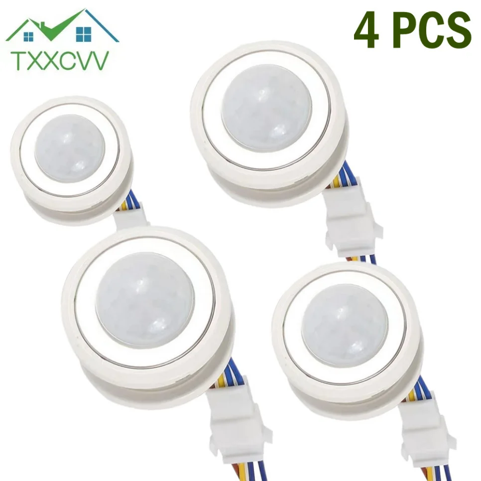 4 Pcs PIR motion sensor light switch 220V 110V time delay/Mode adjust Infrared Human Body motion Detector Auto control ON/OFF