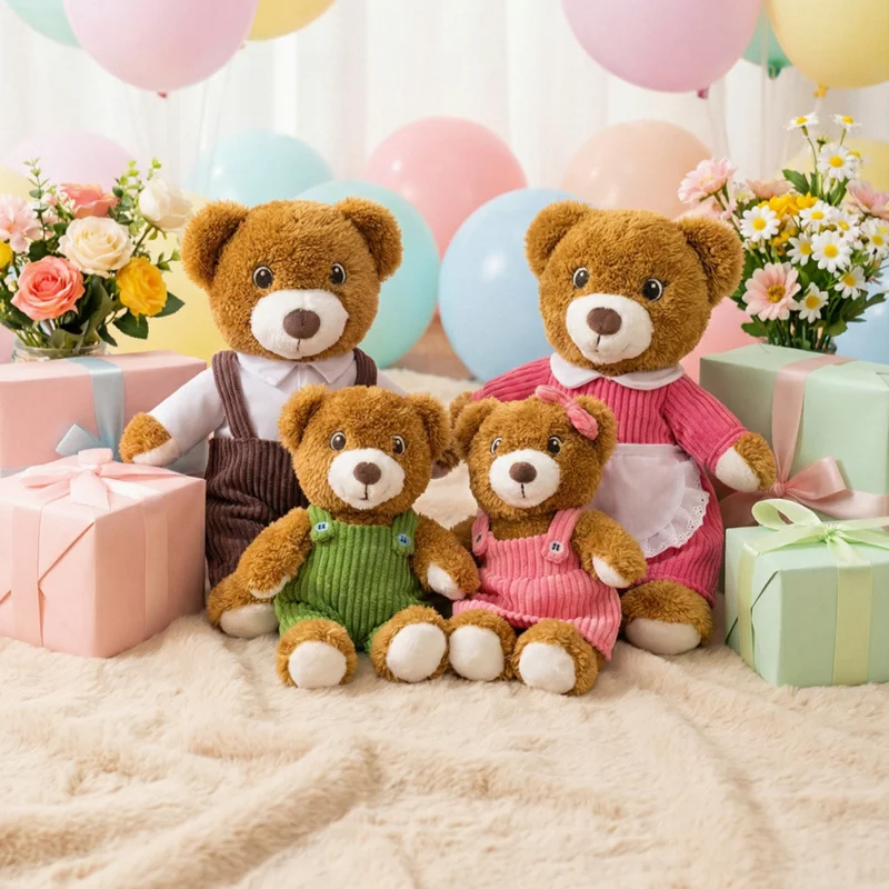 

28/37cm Strap Pants Little Bear Family Plush Toy A Warm Bear Family Plush Doll Boy Girl Father Mother Children's Gift