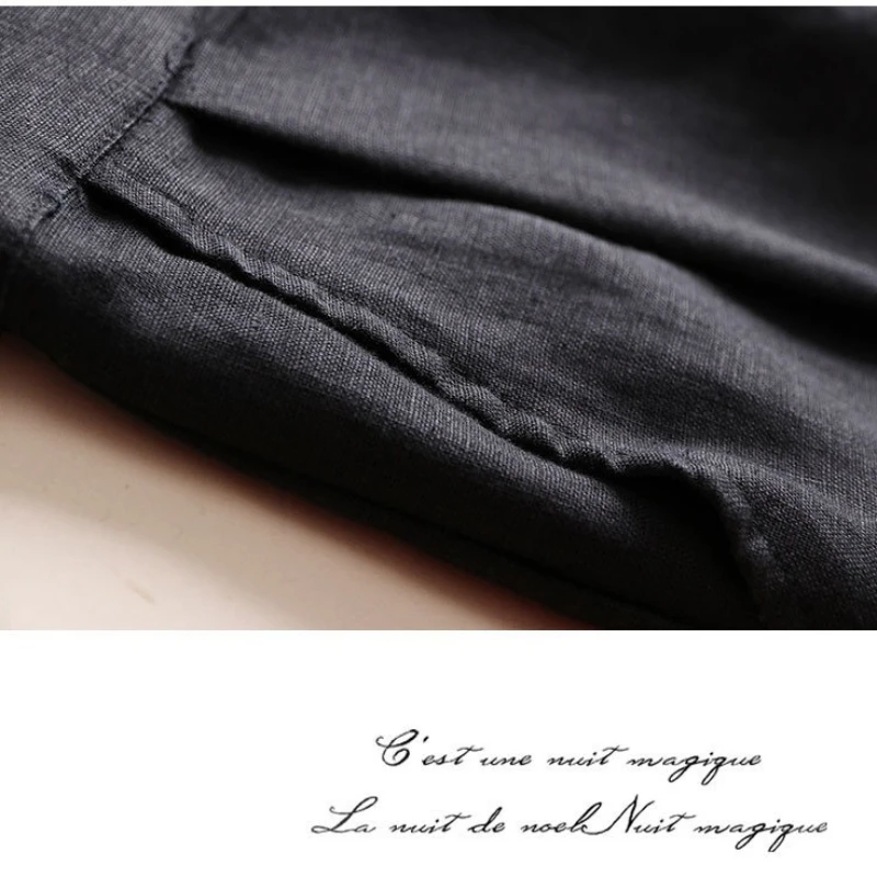 春夏の綿麻ワイドレッグパンツ女性用ルーズカジュアル薄い九分パンツ快適な女性のズボン