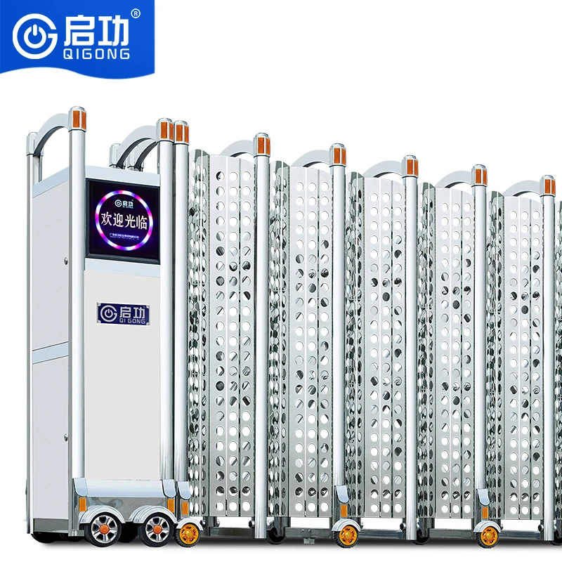 

QG-L1702 Электрические выдвижные телескопические автоматические ворота из алюминиевого сплава для отелей, сделано в Китае