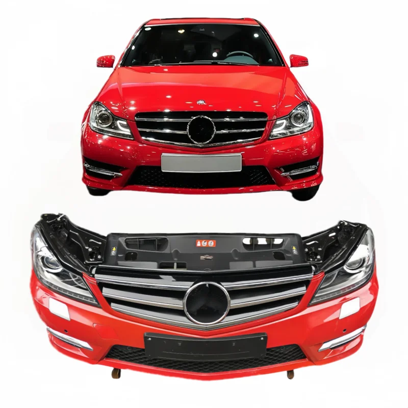 For C-Class W204 New Front Bumper Assembly with Radiator Headlight Hood Mud Plate
