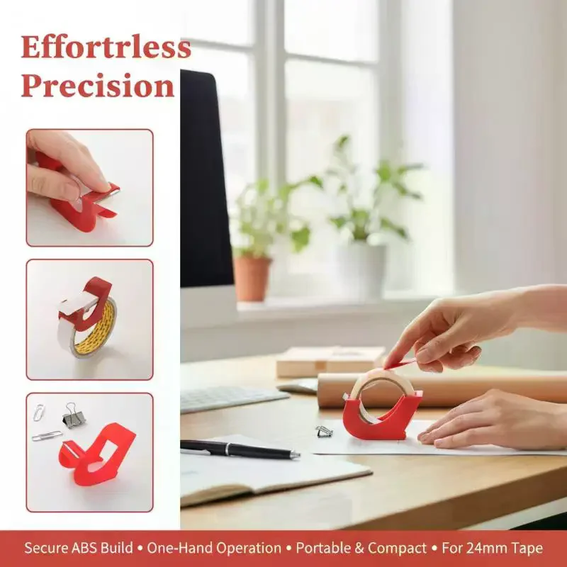 Mini Handheld Tape Dispenser 24mm Portable Tape Cutter Holder Office Stationery Packing Tape Tool